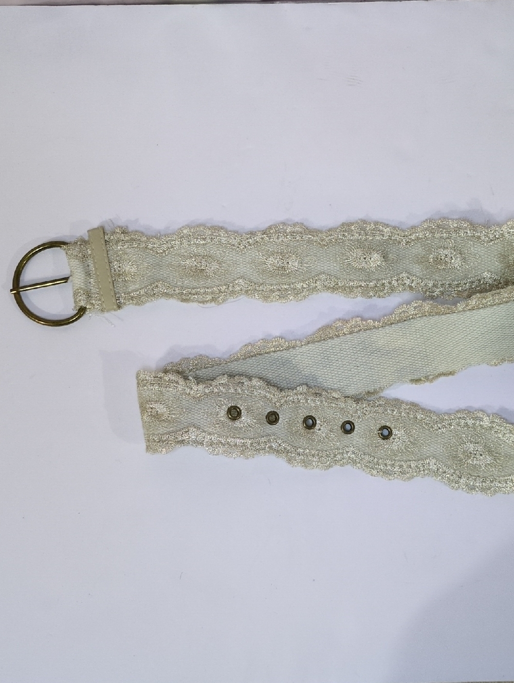 Delicate Lace Trim Cream Gold Women's Belt Boho Western Chic Festival Fashion